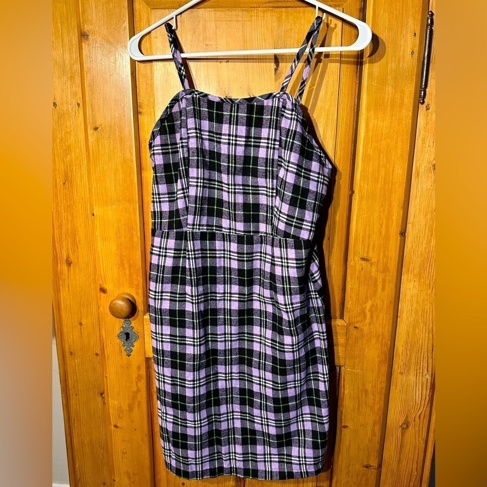 Romwe Purple Plaid Whimsigoth Jumper Women’s Size Small